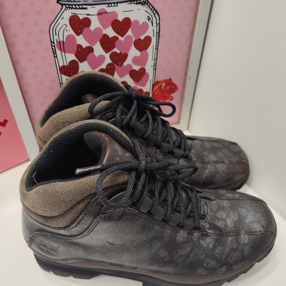 🖤 Vintage Y2K Timberland Euro Hiker Multicolor Lace Up Ankle Boots, Black, 7 - Picture 9 of 16